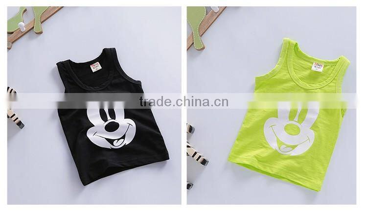 Factory Price Multicolor Children Soft Cotton Cartoon Face Printed Cheap Vest
