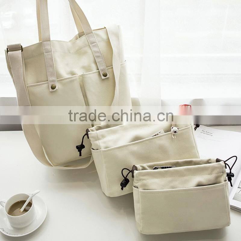 Large Capacity Canvas Bag Inside Bag Drawstring Design