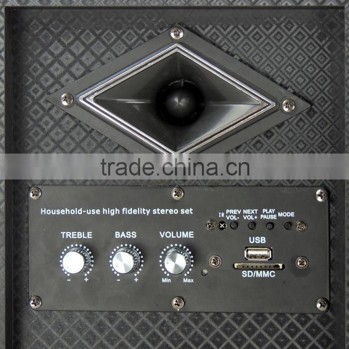 new product 2016 wooden stage active speakers with handheld