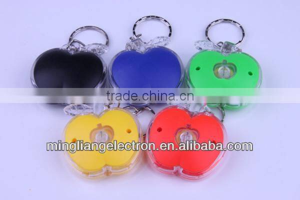 Apple shape led lights keychain