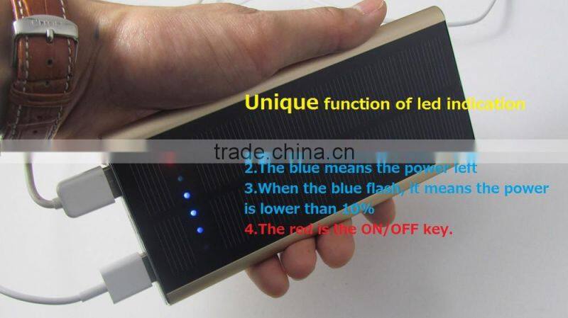 8000mah factory supply solar charging external mobile battery for smartphone series