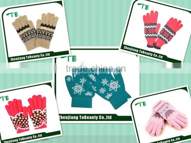 jacquard five finger gloves