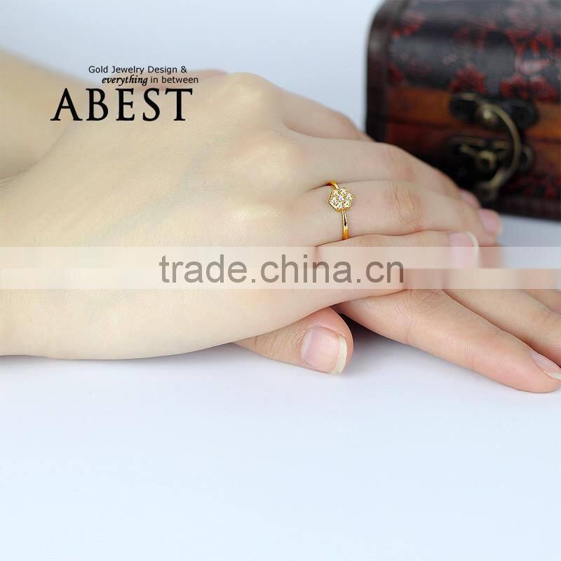 Cluster Solitaire Ring 10K Yellow Gold Micro Pave Engagement Wedding Ring Lady's Fashion Jewelry Ring