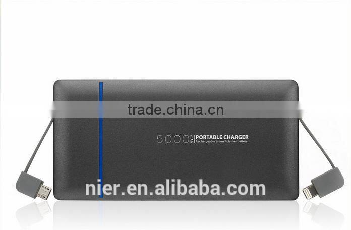 portable 5000mAh Premium gift slim power bank charger for iPhone 6 & smartphone