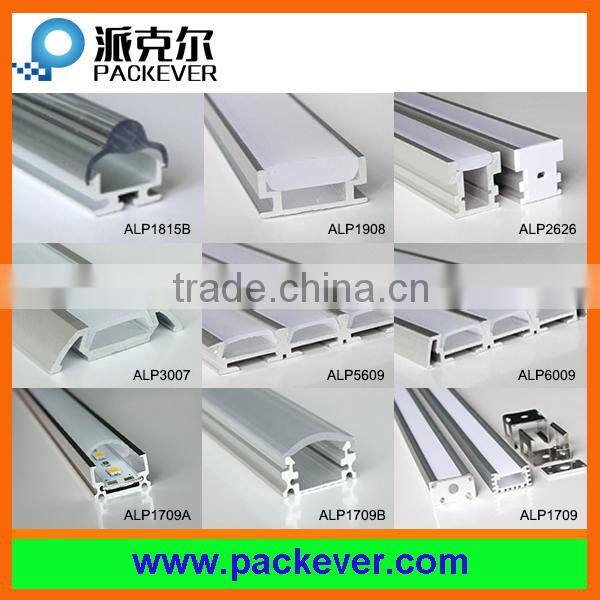 1m, 2m length LED strip light milky cover aluminum profile with end caps and mounting clips