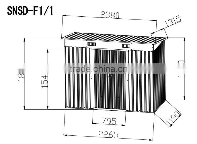 YF1-0408 MAIL PACKAGED Pent Roof Metal Garden Storage Shed