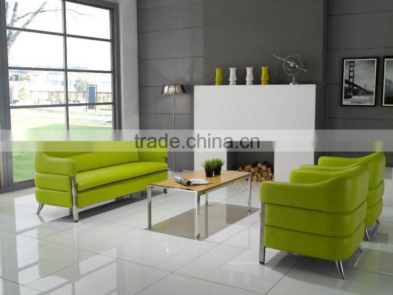 Pretty appearance hot selling comfortable office leather sofa with stainless steel