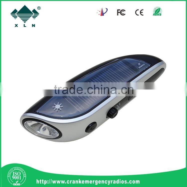 solar power rechargeable led flashlight with fm radio