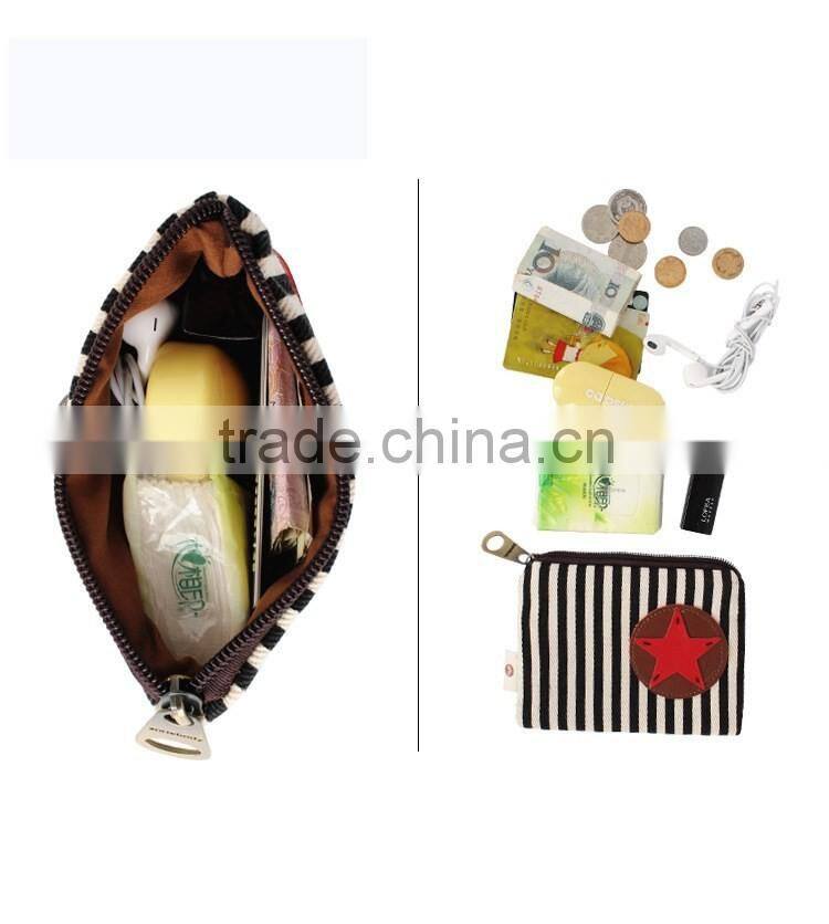 Canvas stripe coin purses wholesale small cheap purses