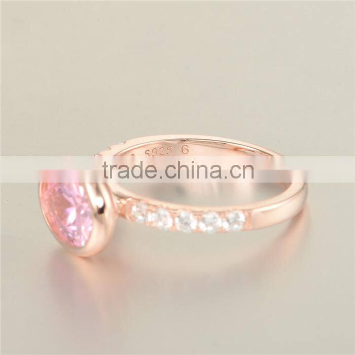 Gold Plated Single Stone 925 Silver Ring Designs With Gemstone