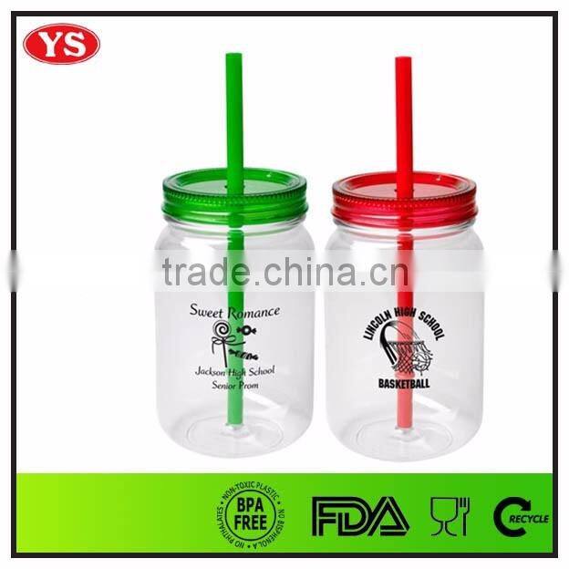 bpa free 26oz plastic mason jar mug for beer with straw