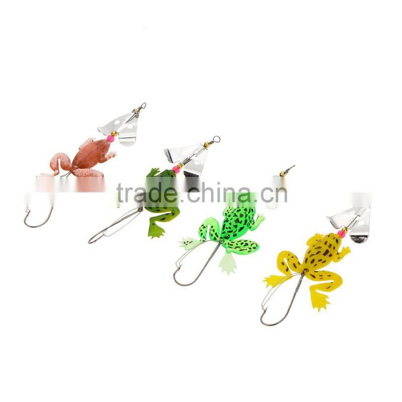 4Pcs 6.5g 11.5cm Frog Shape Soft Fishing Lures Single Fishhook Sequin Baits