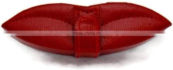 Boshiho leather Red Lip Shaped Lipstick Case with Mirror