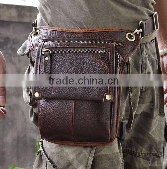 Best quality handmade mens bag genuine leather waist bag for sports