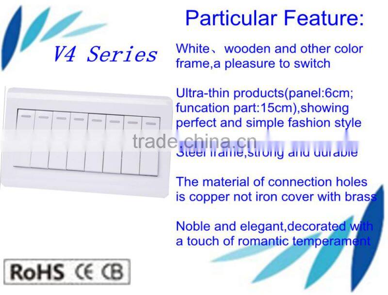 British standard electric 8 gang 1 way light swiches electric switches