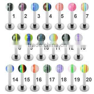 Fashion body piercing jewelry acrylic labret stud