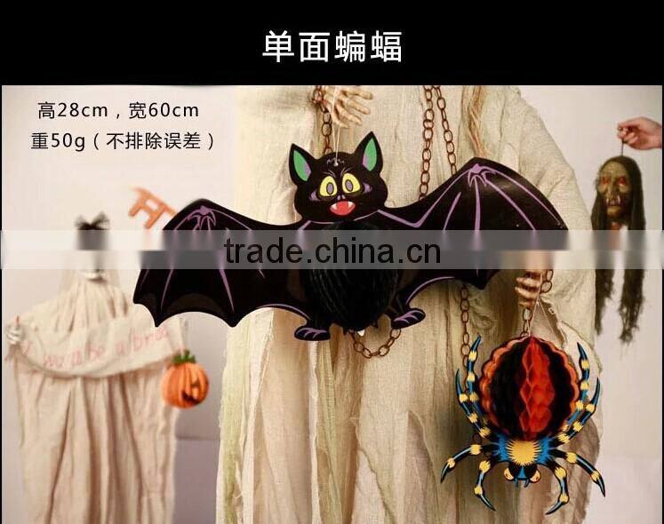 YIWU Vintage Paper Art Halloween Honeycomb 3D Hanging Decorations Lantern Spider Ghost Bat Pumpkin witch Cat