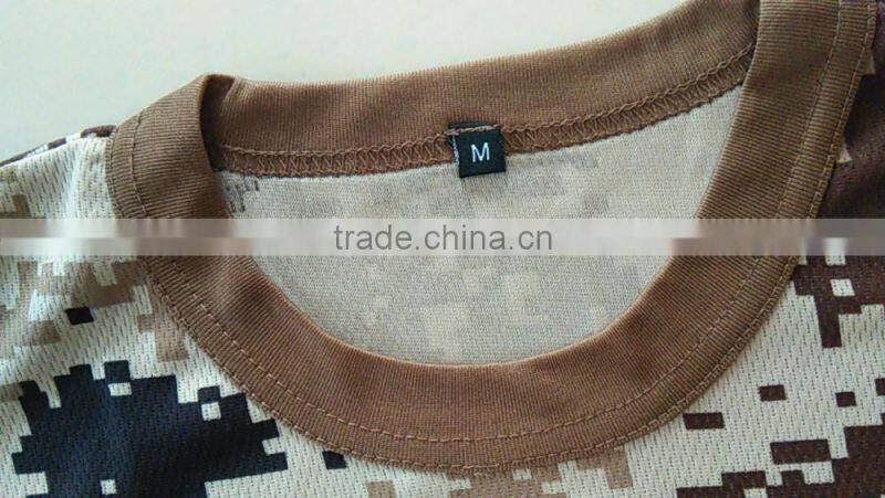 Custom made polyester nylon mesh brown digital full print military camouflage T shirt
