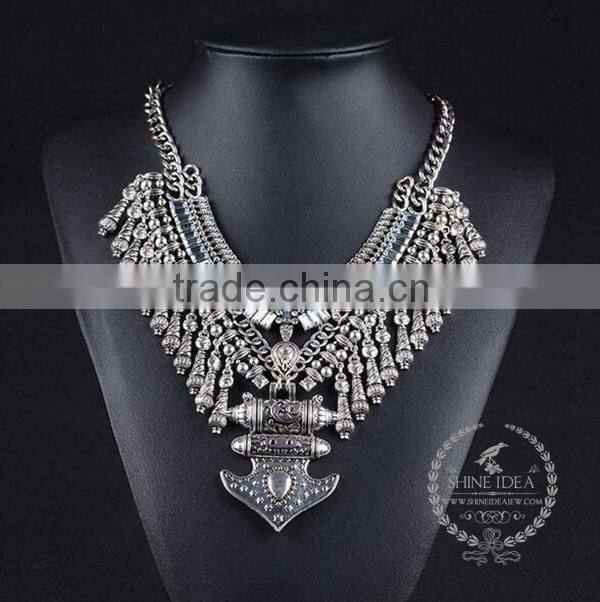 high quality vintage rhinestone chunky statement necklace tin alloy fashion women pendant necklace 6390095