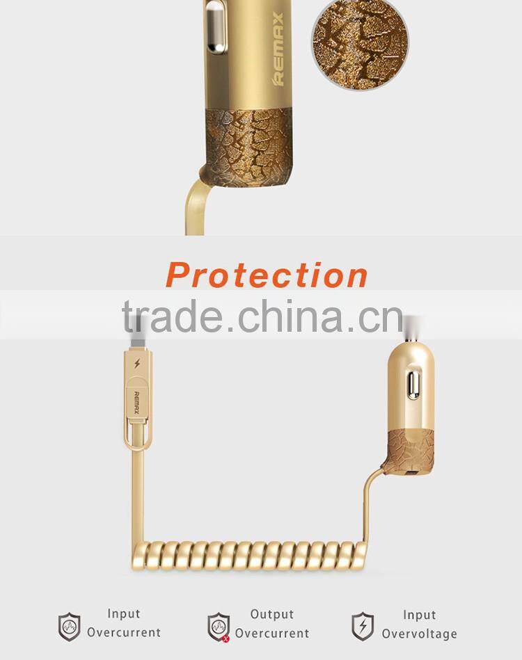 Remax car charger usb with 2 in 1 usb cable