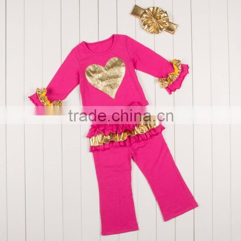 Christmas tree Children Boutique Clothing Sets Girls Christmas outfit Days Outfits Kids Clothes For Santa Sequin Gold Ruffles