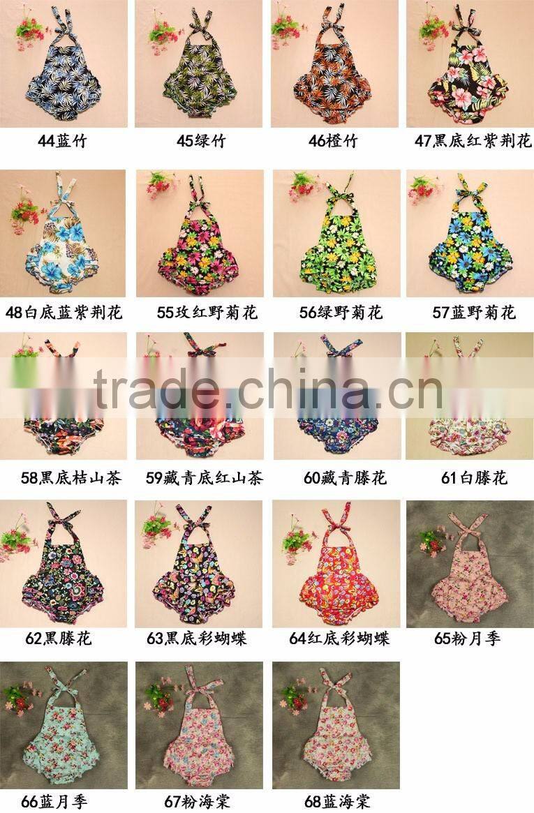 2016 Wholesale Baby Toddler Clothes cotton Bubble Romper Summer Sunsuit Ruffled Print Flowers Romper Ruffle Romper Newborn Baby