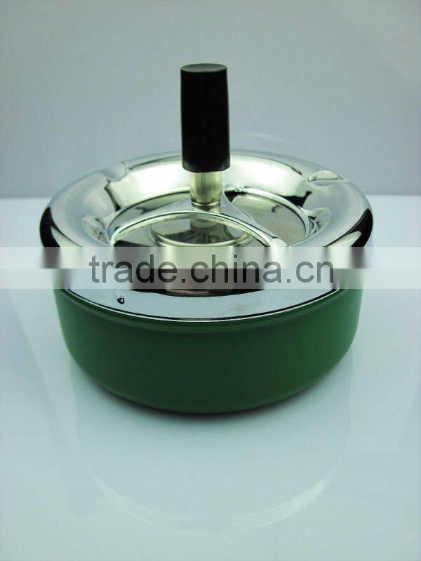 Leather cover metal round ashtray