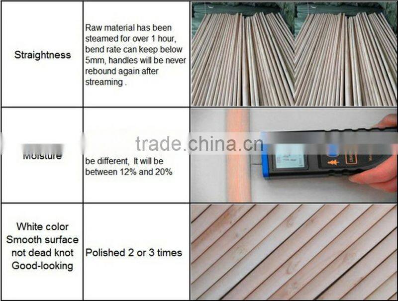 Factory price varnished wood mop handle soomth wood handle 120*2.2CM