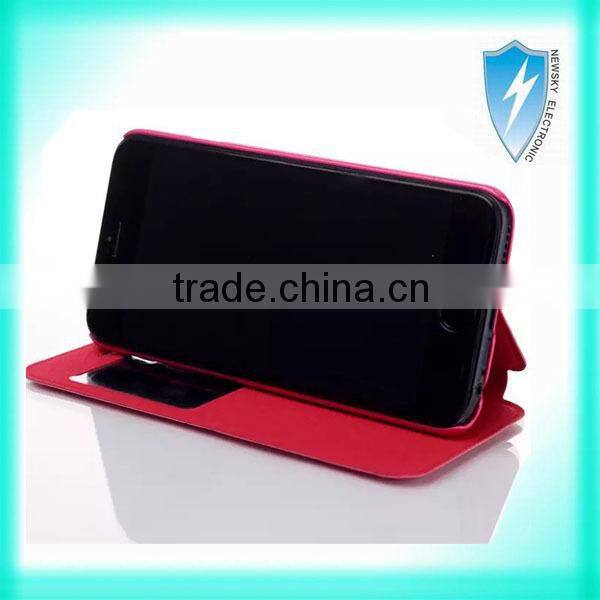 Window View Silk Leather PU Flip Stand Holder Case For Apple Iphone6 4.7Inches