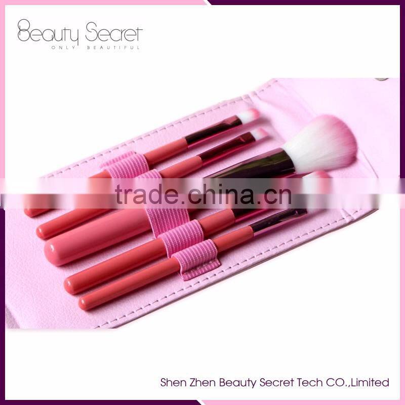 wholesale High Quality professional 5 piece makeup brush set With Sack Bag