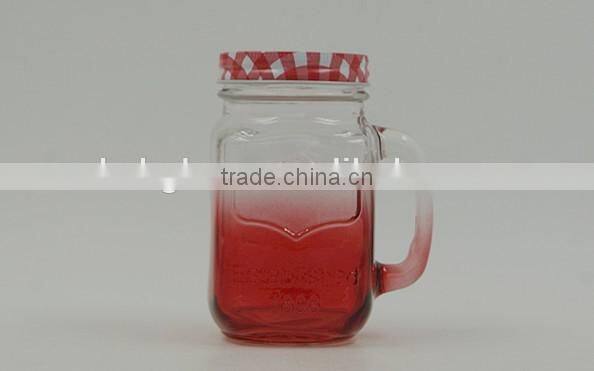 Glass Mason Jar with Mental Lid and Plastic Straws in various color and delicate logo