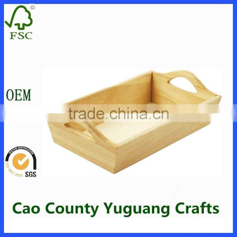 2017 Cheap Design Small Wooden Serving Tray, Solid Wood Food Tray