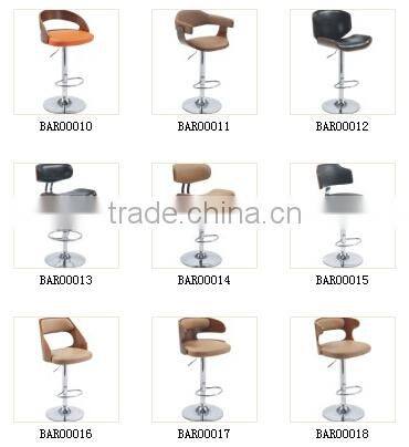 BAR00003 Wood and Leather Bar Chair, Steel Bar Chair, Indoor Furniture