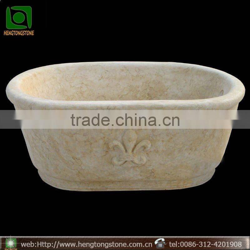 Small Oval Shaped Solid Marble Bathtub
