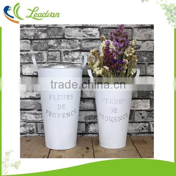 Modern large tall metal floor decorative metal flower antique vase white OEM