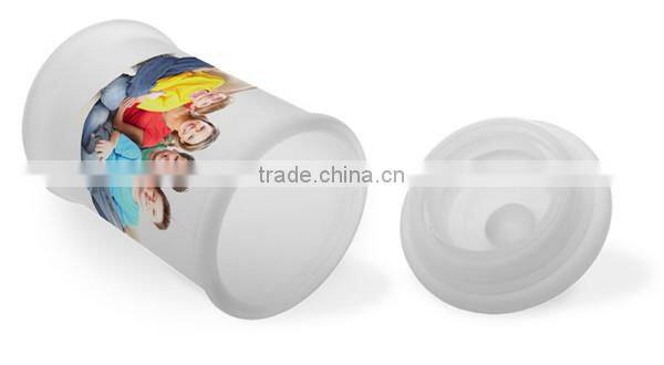 Wholesale Sublimation Cylinder Empty Glass Storage Bottle Candy Jar With Lid