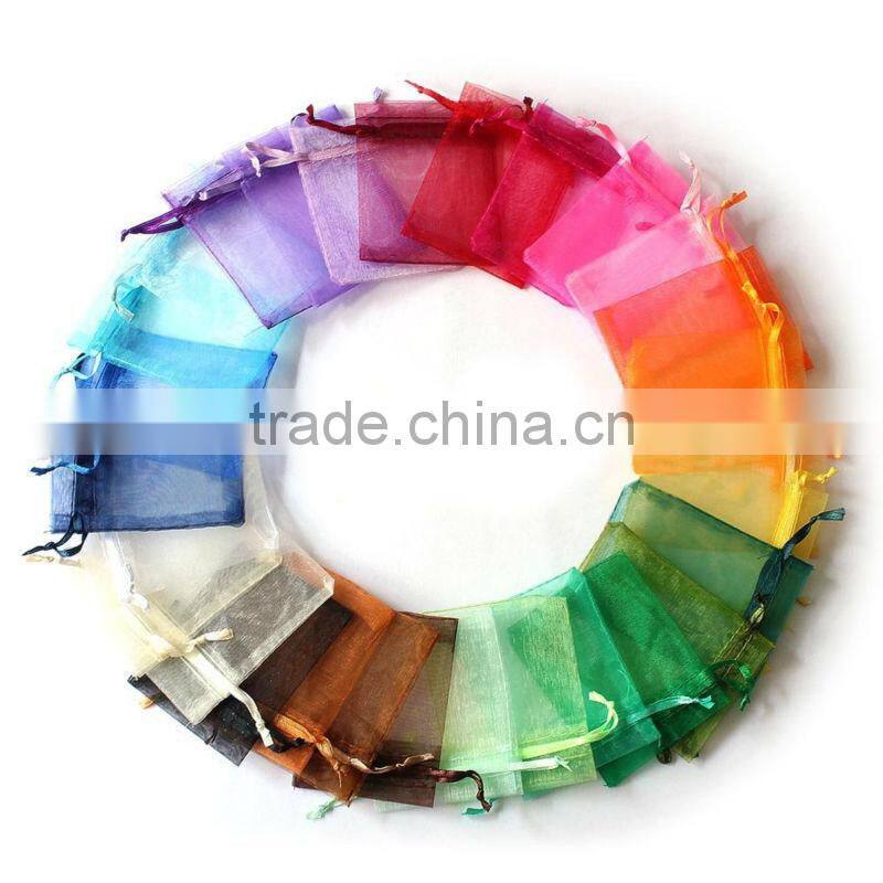 sheer colorful round organza pouchs