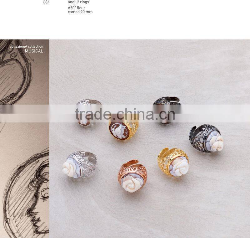 Alibaba Express Vintage Jewelry 925 Silver Rose Flower Cameo Earrings Made in Italy O38 cameo 13mm