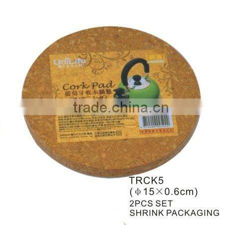 Promotional 2pcs set cork coaster