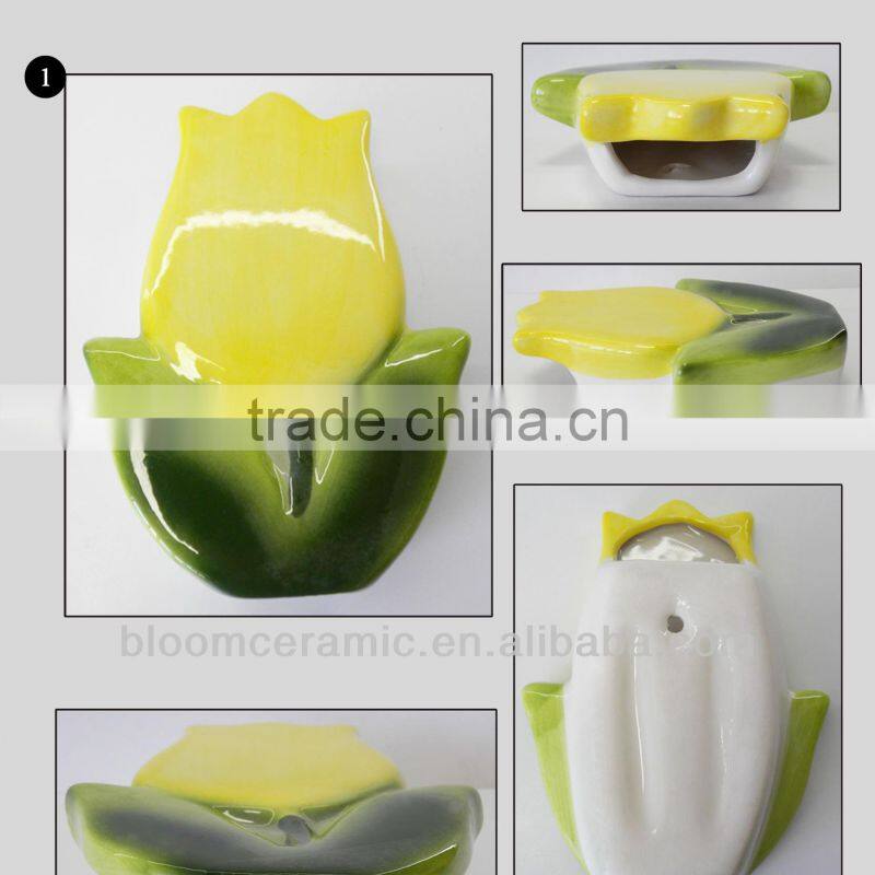 Flower design ceramic aroma humidifier with pothook