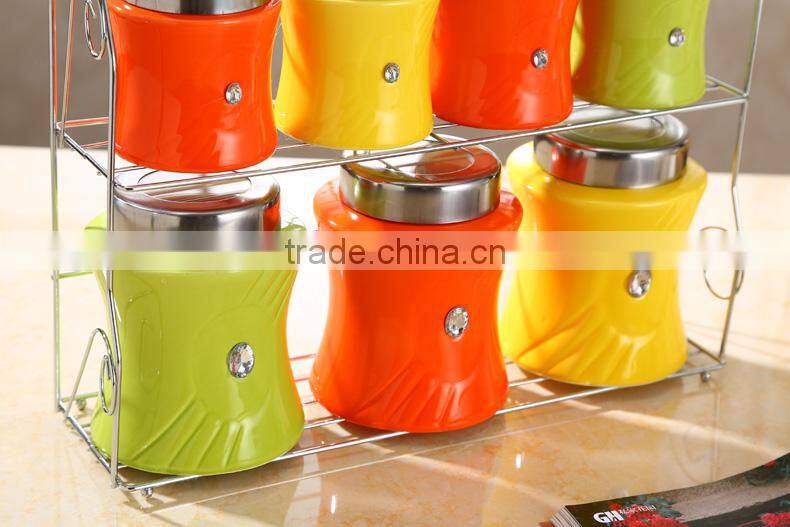 ceramic Canister with stainless steel stand