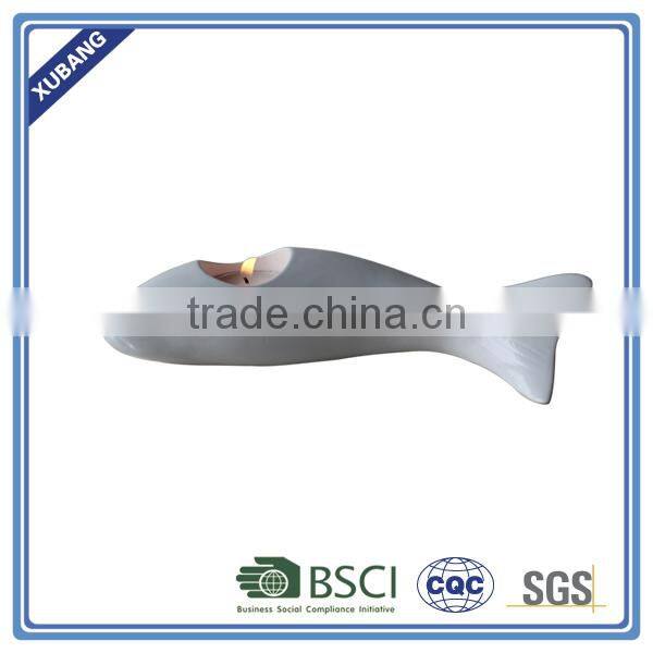 high quality chinese big sale handmade poly resin Unique Fish candle holder