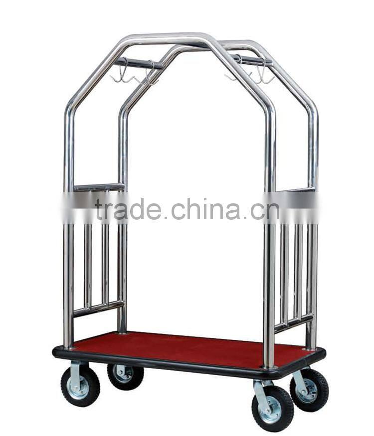 Gold hotel luggage trolley bellboy serve trolley factory price BY-388