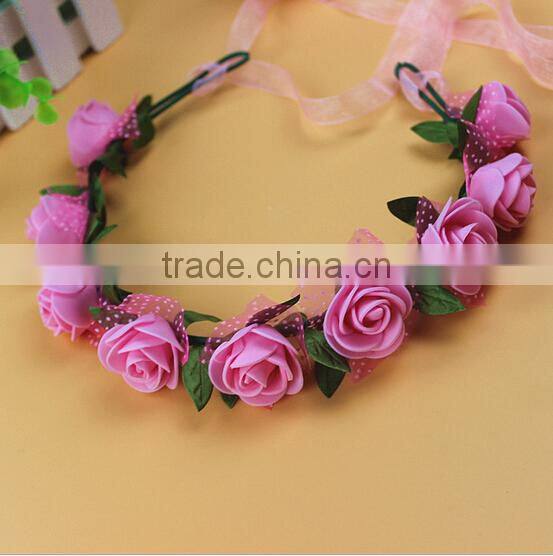 High Quality Bohemian Style Floral Flower Rose Party Wedding Hair Head Wreaths