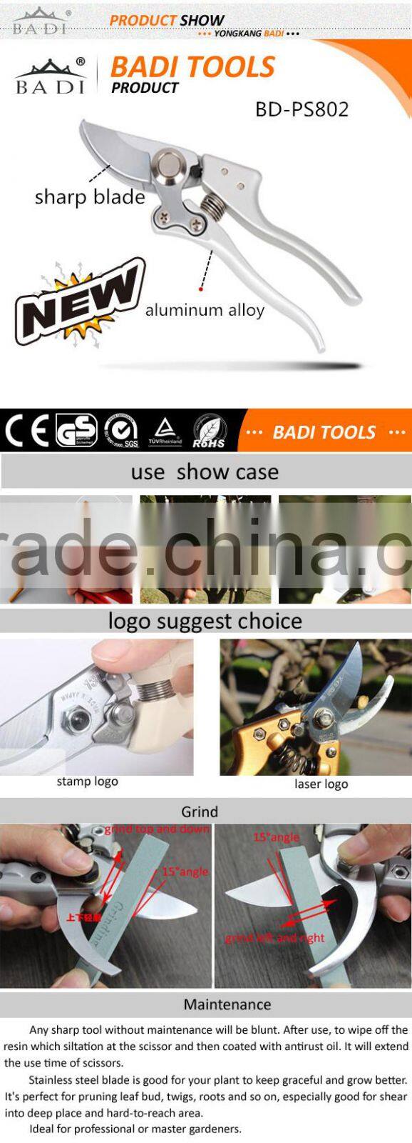 8 inch new hot sale aluminum alloy sk5 blade pruning garden shear bonsai tool