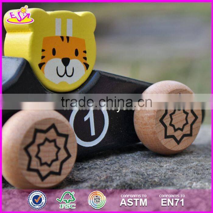 2017 New design tiger shape kids toy wooden cars W04A334