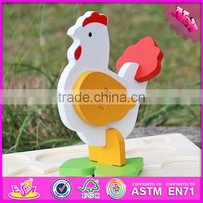 2017 New product funny 3d chicken children wooden puzzles of animals W14G044