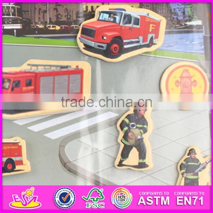 2016 new design 23 pieces kids educational toy wooden custom magnetic puzzles W14J004