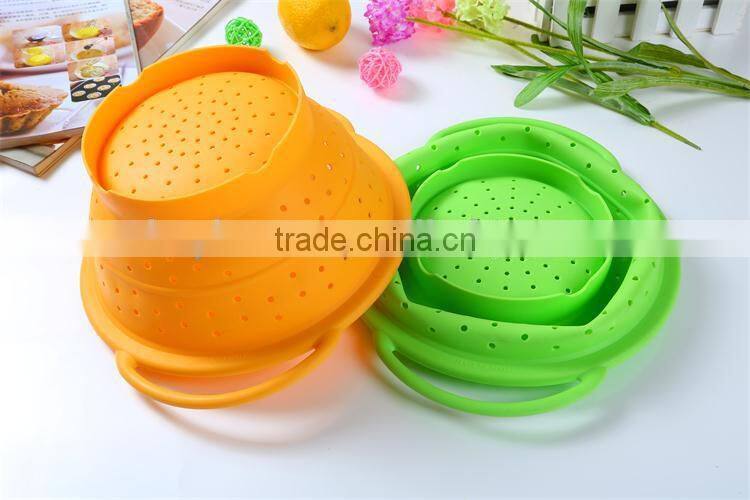 Silicone Folding Bowl Vegetable Wash Basket Friut Basin