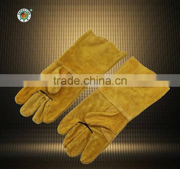 BERRYLION cow split long leather working gloves with high quality